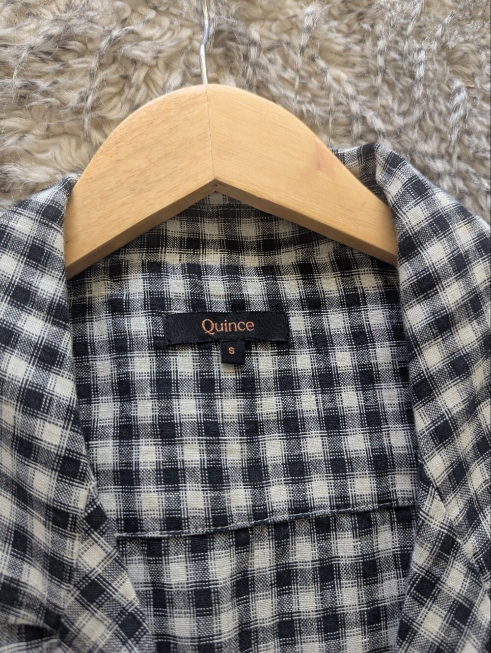 Quince Black & White Gingham Button-Front Dress - Picture 8 of 10